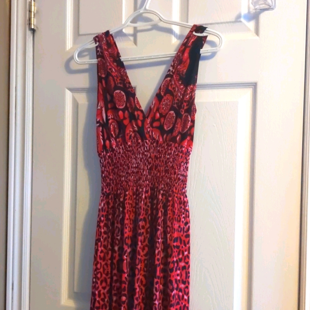 Hot pink & black maxi dress